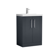 Nuie Deco Floor Standing Vanity Unit with Mid-Edge Basin - Soft Black 600mm