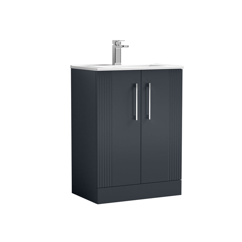 Nuie Deco Floor Standing Vanity Unit with Minimalist Basin - Soft Black 600mm