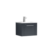 Nuie Deco Wall Hung Vanity Unit with Minimalist Basin - Soft Black 500mm 1 drawer
