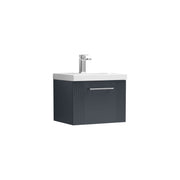 Nuie Deco Wall Hung Vanity Unit with Thin Edge Basin - Soft Black 500mm 1 drawer