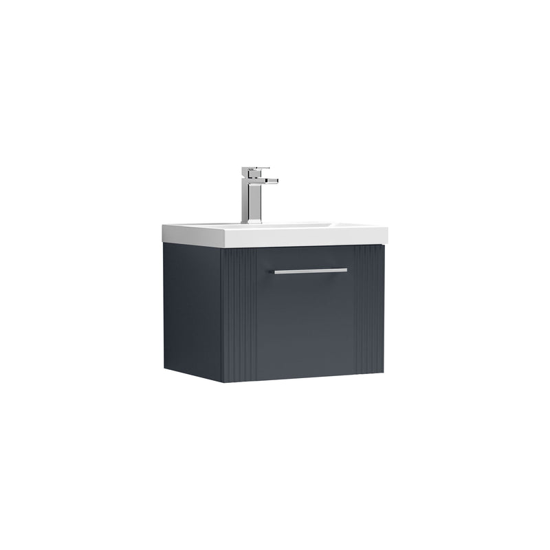 Nuie Deco Wall Hung Vanity Unit with Thin Edge Basin - Soft Black 500mm 1 drawer