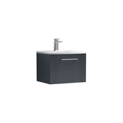 Nuie Deco Wall Hung Vanity Unit with Curved Basin - Soft Black 500mm 1 drawer
