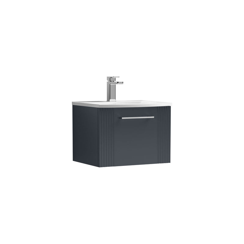 Nuie Deco Wall Hung Vanity Unit with Curved Basin - Soft Black 500mm 1 drawer