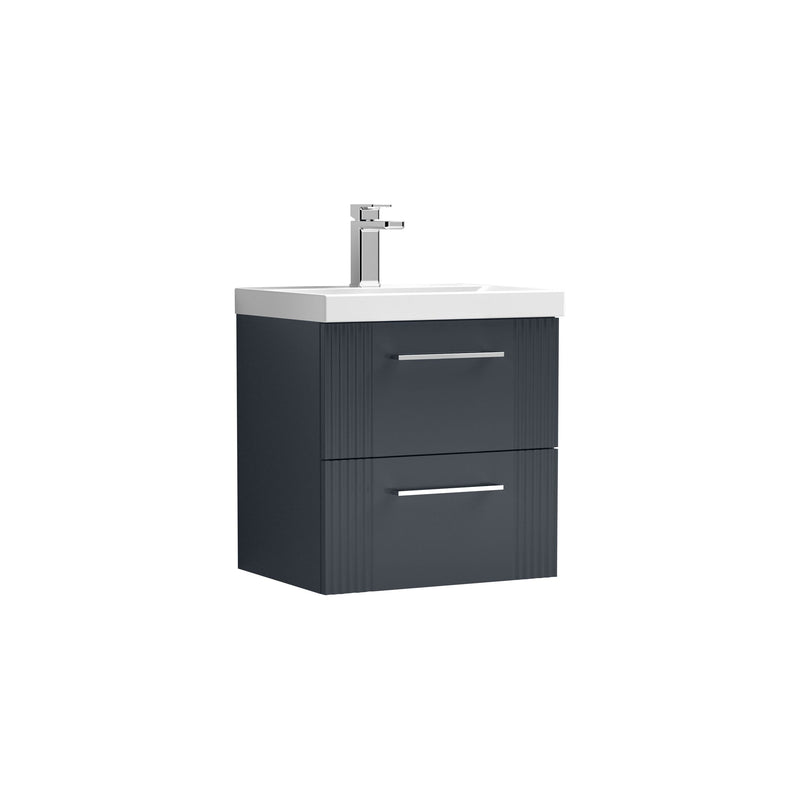 Nuie Deco Wall Hung Vanity Unit with Mid-Edge Basin - Soft Black 500mm 2 drawer