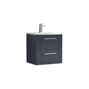 Nuie Deco Wall Hung Vanity Unit with Curved Basin - Soft Black 500mm 2 drawer