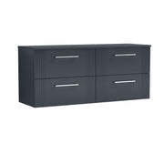 Nuie Deco Counter Top Vanity Unit with Co-ordinating Worktop - Soft Black 1200mm 4 Drawer