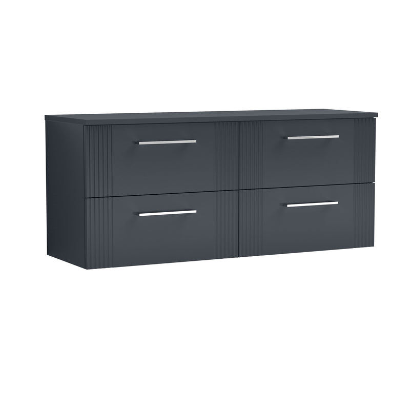 Nuie Deco Counter Top Vanity Unit with Co-ordinating Worktop - Soft Black 1200mm 4 Drawer