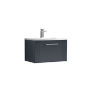 Nuie Deco Wall Hung Vanity Unit with Curved Basin - Soft Black 600mm 1 drawer