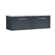 Nuie Deco Counter Top Vanity Unit with Carrara Laminate Worktop - Soft Black 1200mm 2 Drawer