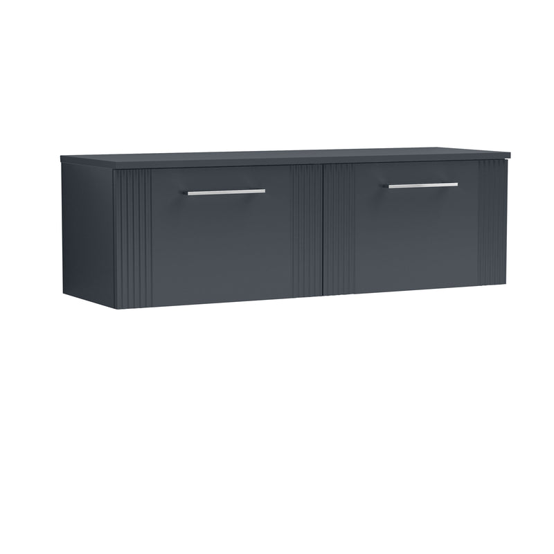 Nuie Deco Counter Top Vanity Unit with Co-ordinating Worktop - Soft Black 1200mm 2 Drawer