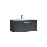 Nuie Deco Wall Hung Vanity Unit with Curved Basin - Soft Black 800mm 1 drawer