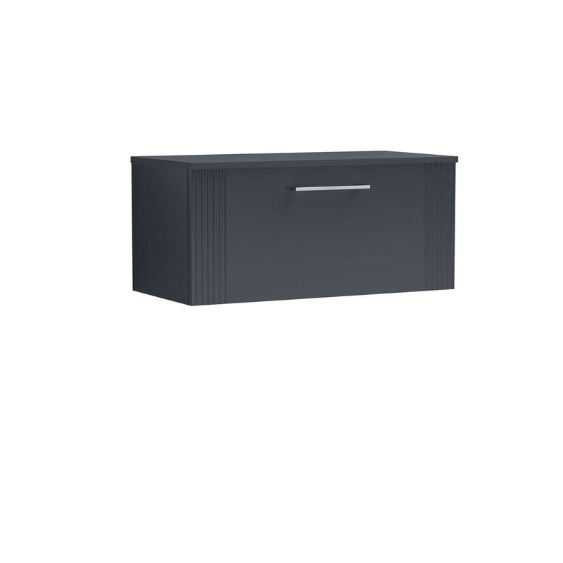 Nuie Deco Counter Top Vanity Unit with Co-ordinating Worktop - Soft Black 800mm 1 Drawer