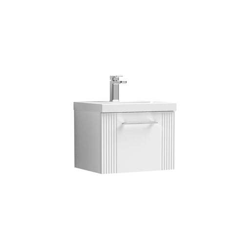 Nuie Deco Wall Hung Vanity Unit with Thin Edge Basin - Satin White 500mm 1 drawer