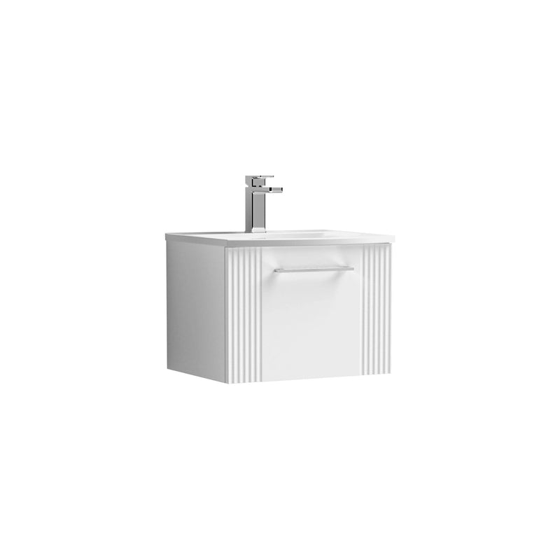 Nuie Deco Wall Hung Vanity Unit with Curved Basin - Satin White 500mm 1 drawer