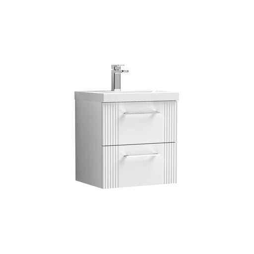 Nuie Deco Wall Hung Vanity Unit with Thin Edge Basin - Satin White 500mm 2 drawer