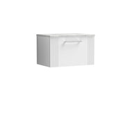 Nuie Deco Counter Top Vanity Unit with Bellato Grey Worktop - Satin White 600mm 1 Drawer