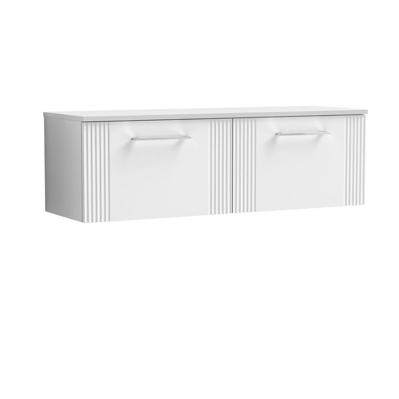 Nuie Deco Counter Top Vanity Unit with Co-ordinating Worktop - Satin White 1200mm 2 Drawer