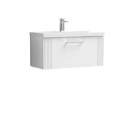 Nuie Deco Wall Hung Vanity Unit with Thin Edge Basin - Satin White 800mm 1 drawer
