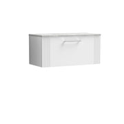 Nuie Deco Counter Top Vanity Unit with Bellato Grey Worktop - Satin White 800mm 1 Drawer
