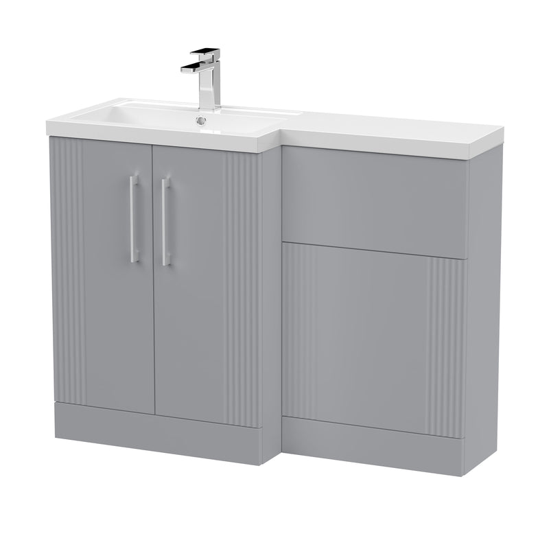 Nuie Deco 1100mm Combination Vanity & WC Unit - Satin Grey Polymarble Left Hand