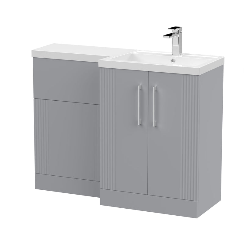 Nuie Deco 1100mm Combination Vanity & WC Unit - Satin Grey Polymarble Right Hand