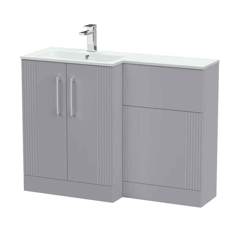 Nuie Deco 1100mm Combination Vanity & WC Unit - Satin Grey Stone White Gloss Left Hand