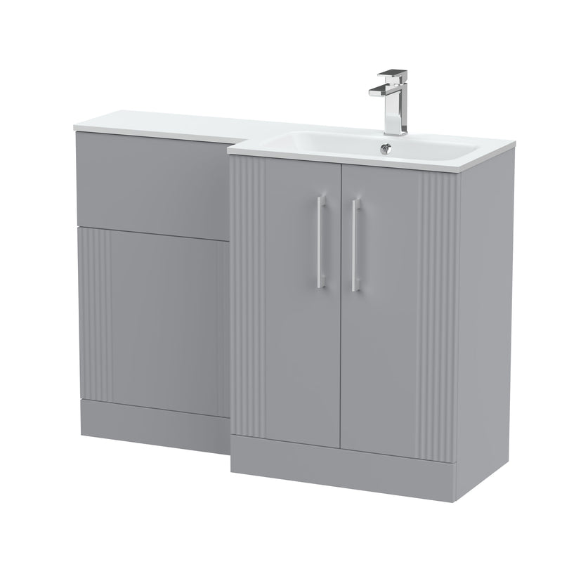 Nuie Deco 1100mm Combination Vanity & WC Unit - Satin Grey Stone Right Hand