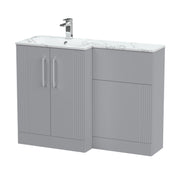 Nuie Deco 1100mm Combination Vanity & WC Unit - Satin Grey Stone Marble Effect Left Hand