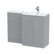 Nuie Deco 1100mm Combination Vanity & WC Unit - Satin Grey Stone Marble Effect Right Hand
