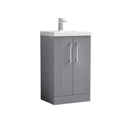 Nuie Deco Floor Standing Vanity Unit with Mid-Edge Basin - Satin Grey 500mm