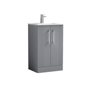 Nuie Deco Floor Standing Vanity Unit with Minimalist Basin - Satin Grey 500mm