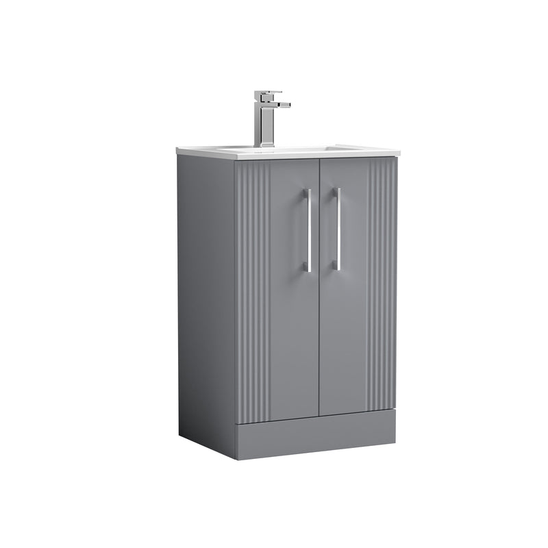 Nuie Deco Floor Standing Vanity Unit with Minimalist Basin - Satin Grey 500mm