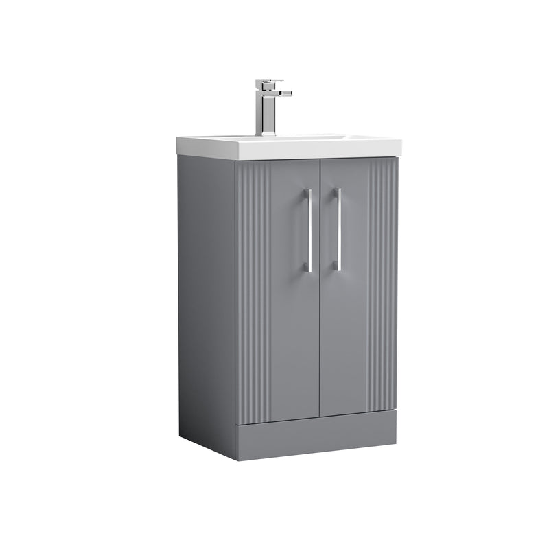 Nuie Deco Floor Standing Vanity Unit with Thin Edge Basin - Satin Grey 500mm