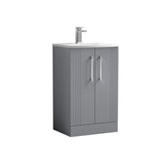 Nuie Deco Floor Standing Vanity Unit with Curved Basin - Satin Grey 500mm