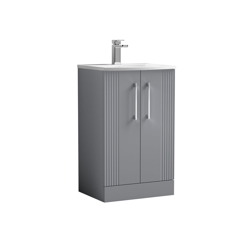 Nuie Deco Floor Standing Vanity Unit with Curved Basin - Satin Grey 500mm