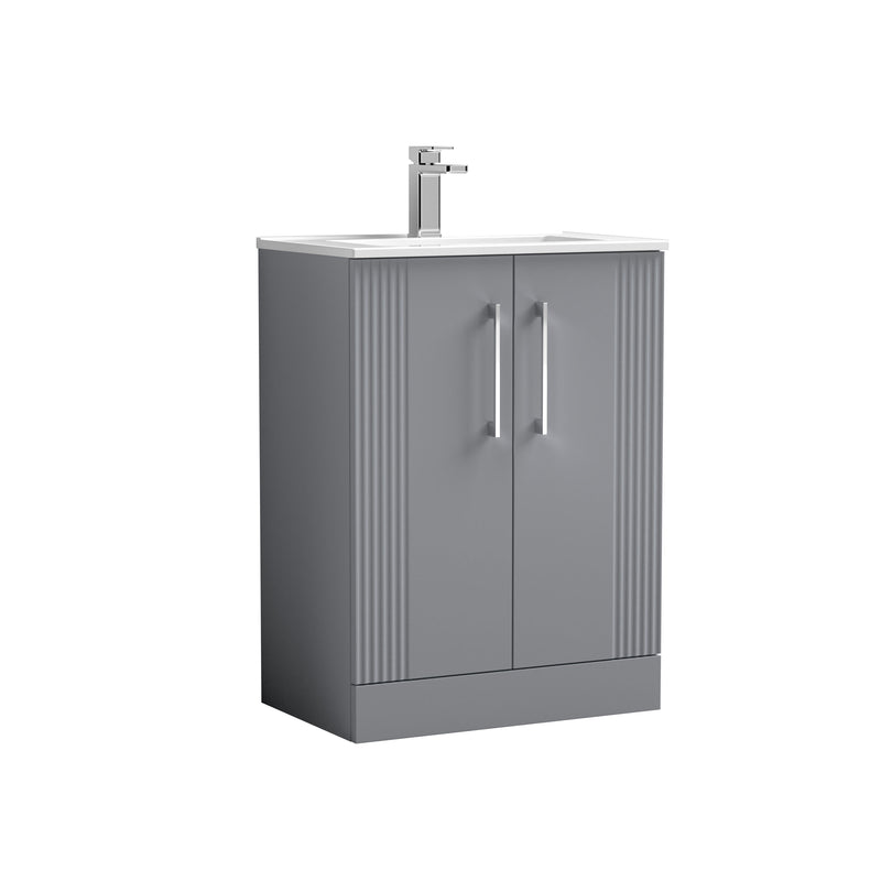 Nuie Deco Floor Standing Vanity Unit with Minimalist Basin - Satin Grey 600mm