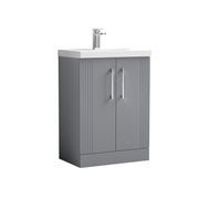 Nuie Deco Floor Standing Vanity Unit with Thin Edge Basin - Satin Grey 600mm