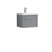 Nuie Deco Wall Hung Vanity Unit with Mid-Edge Basin - Satin Grey 500mm 1 drawer