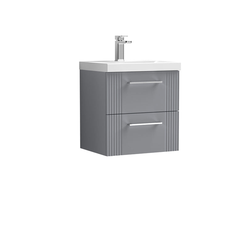 Nuie Deco Wall Hung Vanity Unit with Thin Edge Basin - Satin Grey 500mm 2 drawer