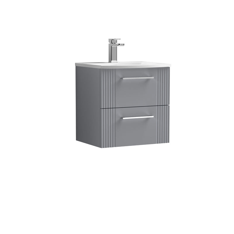 Nuie Deco Wall Hung Vanity Unit with Curved Basin - Satin Grey 500mm 2 drawer