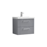 Nuie Deco Wall Hung Vanity Unit with Thin Edge Basin - Satin Grey 600mm 2 drawer