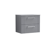 Nuie Deco Counter Top Vanity Unit with Co-ordinating Worktop - Satin Grey 600mm 2 Drawer