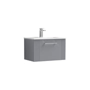 Nuie Deco Wall Hung Vanity Unit with Minimalist Basin - Satin Grey 600mm 1 drawer