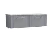 Nuie Deco Counter Top Vanity Unit with Bellato Grey Worktop - Satin Grey 1200mm 2 Drawer