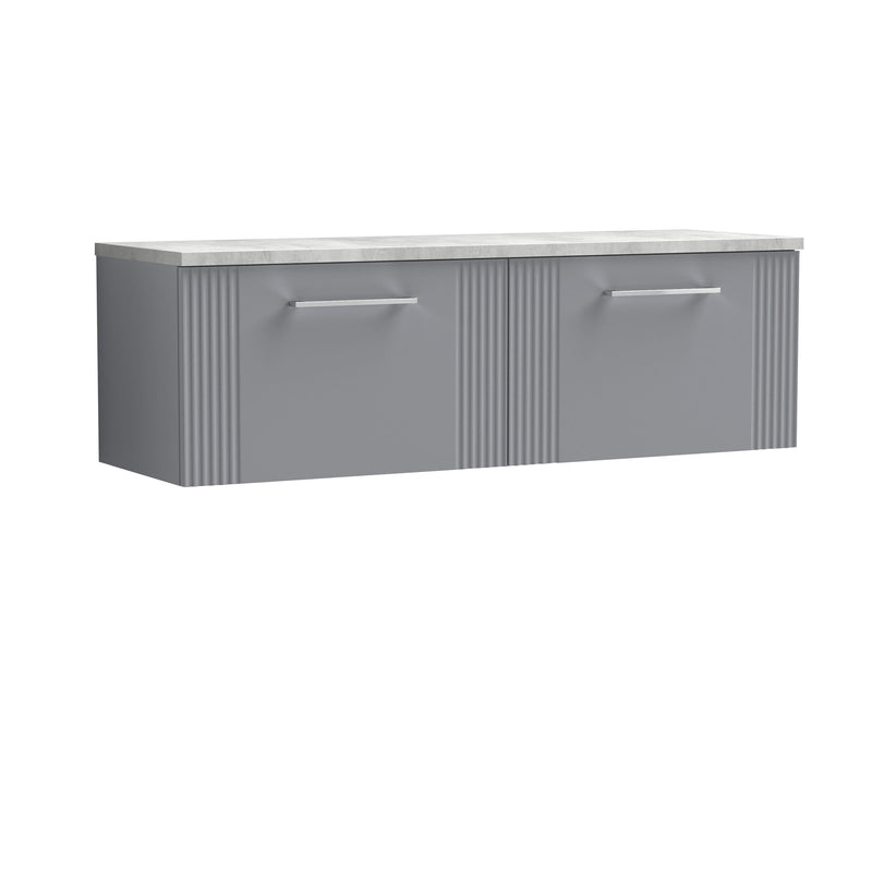 Nuie Deco Counter Top Vanity Unit with Bellato Grey Worktop - Satin Grey 1200mm 2 Drawer