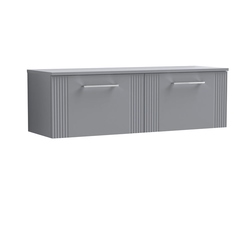 Nuie Deco Counter Top Vanity Unit with Co-ordinating Worktop - Satin Grey 1200mm 2 Drawer