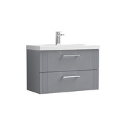Nuie Deco Wall Hung Vanity Unit with Thin Edge Basin - Satin Grey 800mm 2 drawer