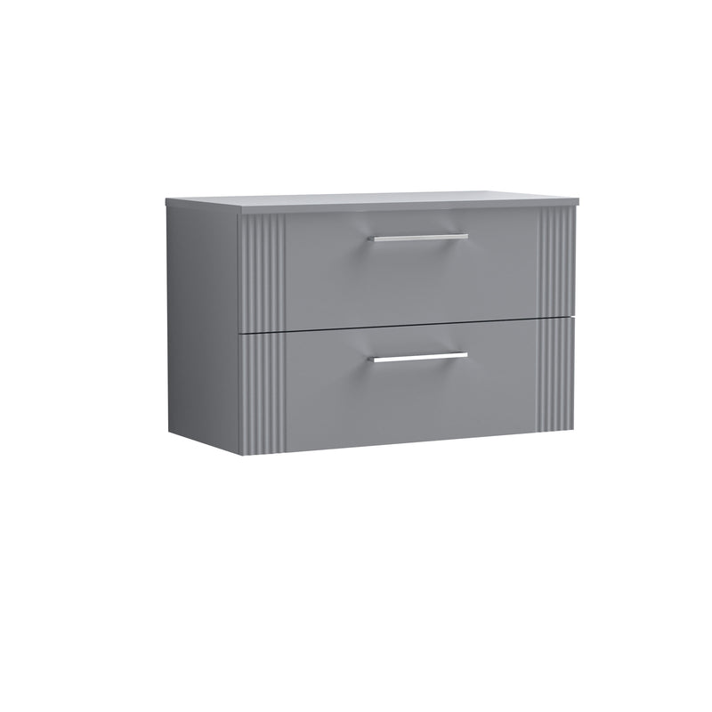 Nuie Deco Counter Top Vanity Unit with Co-ordinating Worktop - Satin Grey 800mm 2 Drawer