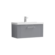 Nuie Deco Wall Hung Vanity Unit with Thin Edge Basin - Satin Grey 800mm 1 drawer