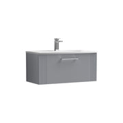 Nuie Deco Wall Hung Vanity Unit with Curved Basin - Satin Grey 800mm 1 drawer